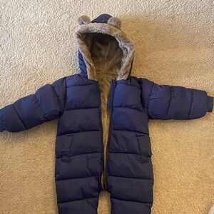 Navy Blue Baby Snowsuit with Bear Ears